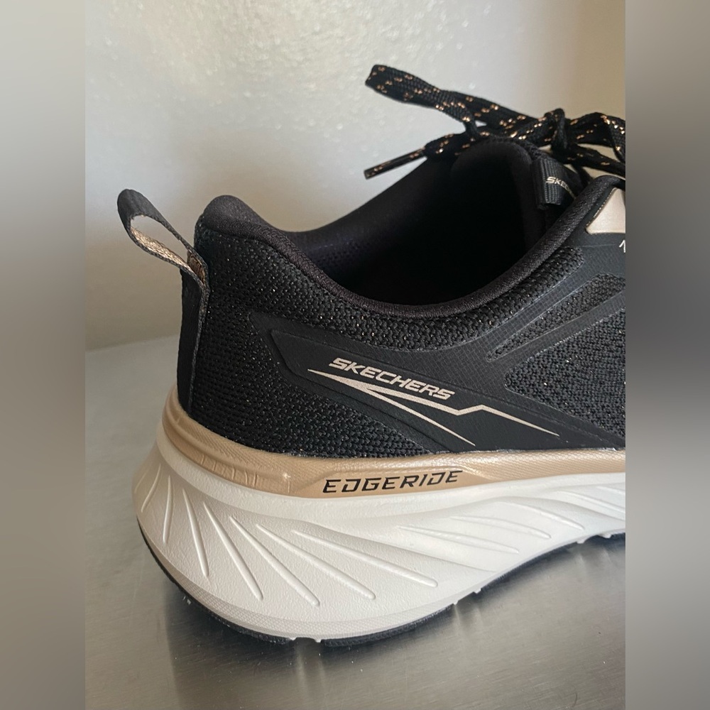 SKECHERS.. EDGERIDGE WOMENS EDGERIDGE BLACK AND GOLD SNEAKERS - Picture 11 of 16